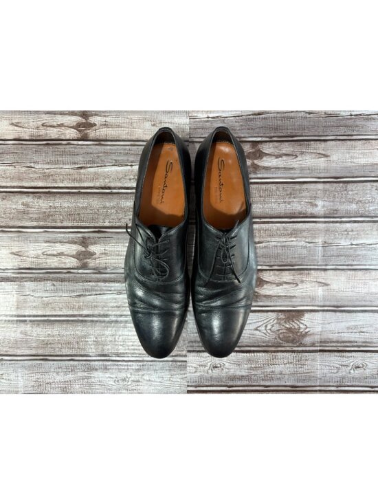Santoni Darian Leather Cap Toe Oxford Shoes Size 13 D color black mspr $850 main image 10